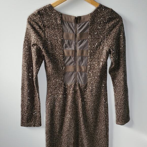 Alice + Olivia Nala Sequined Dress in Chocolate (Brown) Size S - Picture 4 of 12